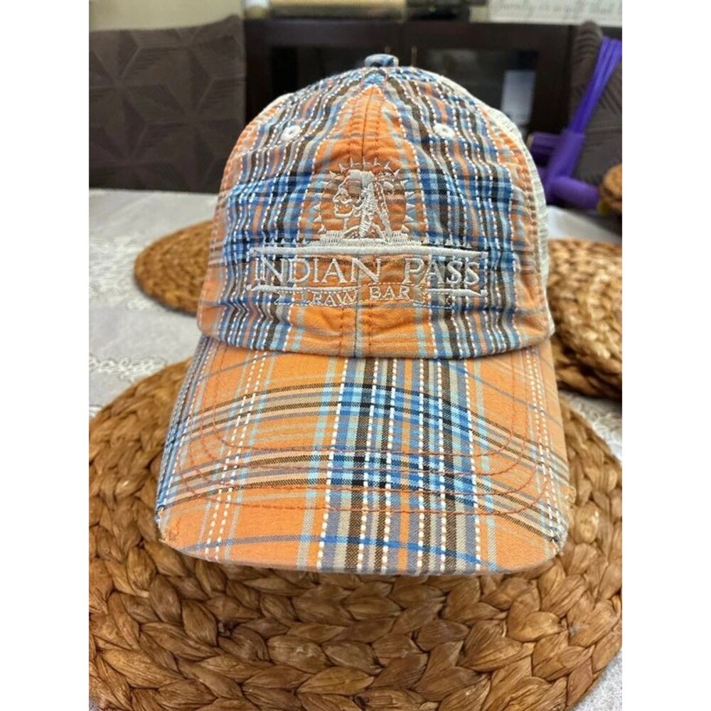 Baseball cap Indian pass raw bar logo embroidered plaid osfm